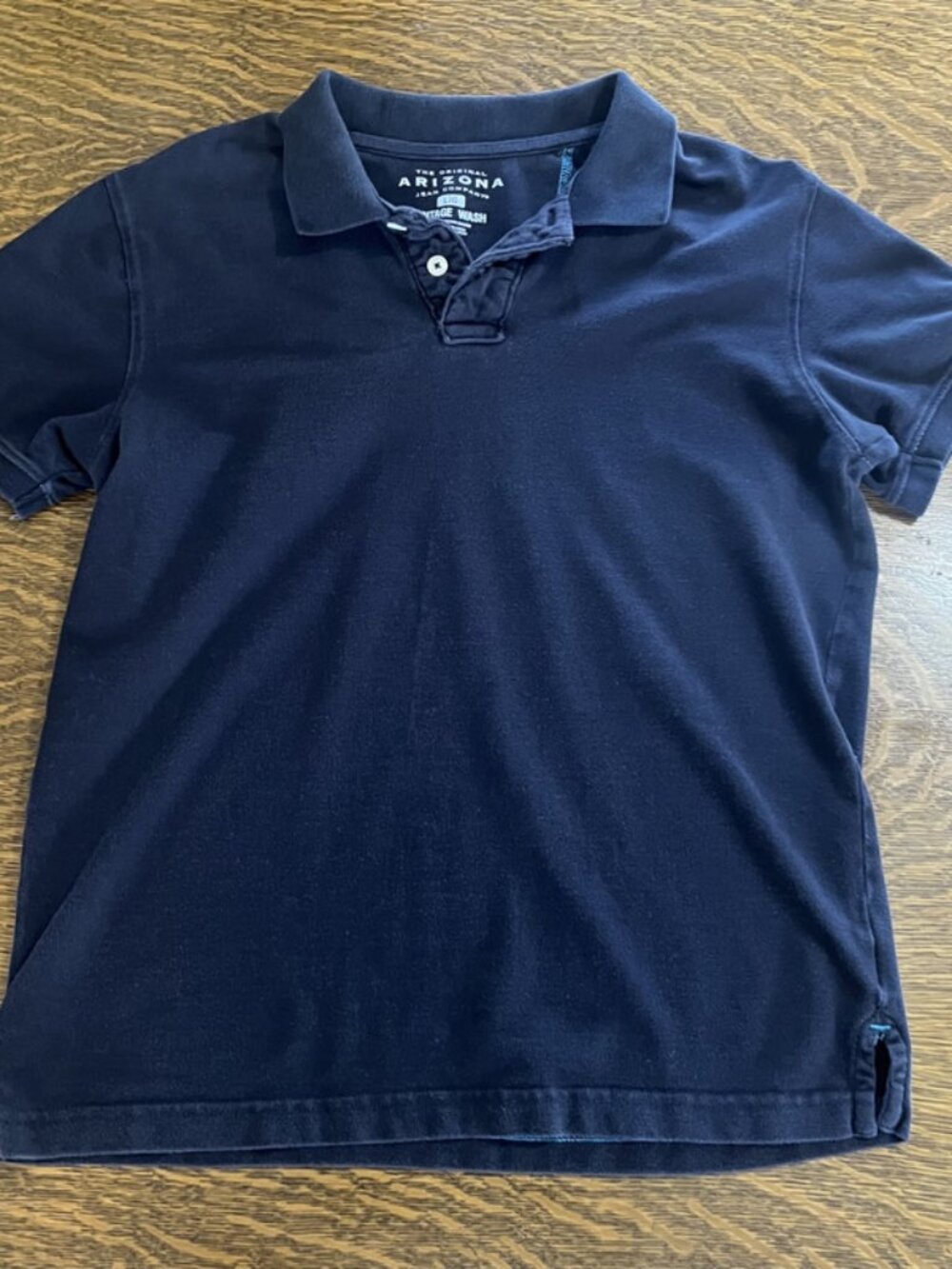 Arizona Vintage Wash Sz Large Mens Black Short Sleeve Polo Shirt